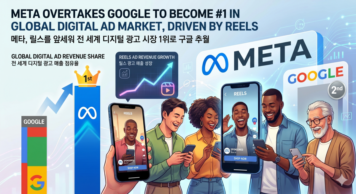 AI·숏폼으로 웃은 메타… 구글 제치고 디지털 광고 시장 1위 된다