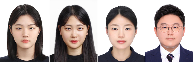 왼쪽부터 성신여대 AI융합학부 강윤경 학생(제1저자), 박찬미 학생(공저자),  김연지 학생(공저자), 고원준 교수(교신저자)