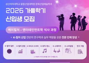성신여대 융합산업대학원, ‘K-컬처·엔터테인먼트전공’ 신입생 모집