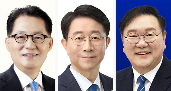 (왼쪽부터 기호순)박지원, 조정식, 김태년 후보
