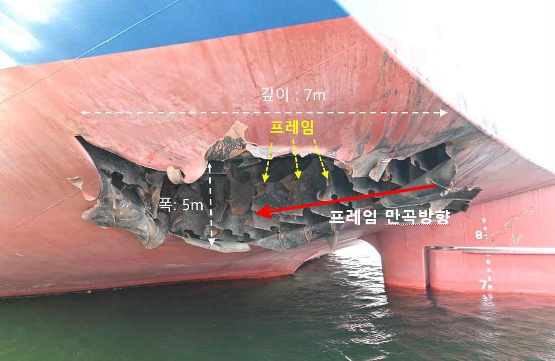 뻥 뚫린 ‘HMM 나무호’ 수리 모드로…“하루 5억원 손실”