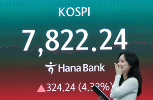 [포토] 코스피, 4% 넘게 급등하며 사상 첫 7,800선 마감