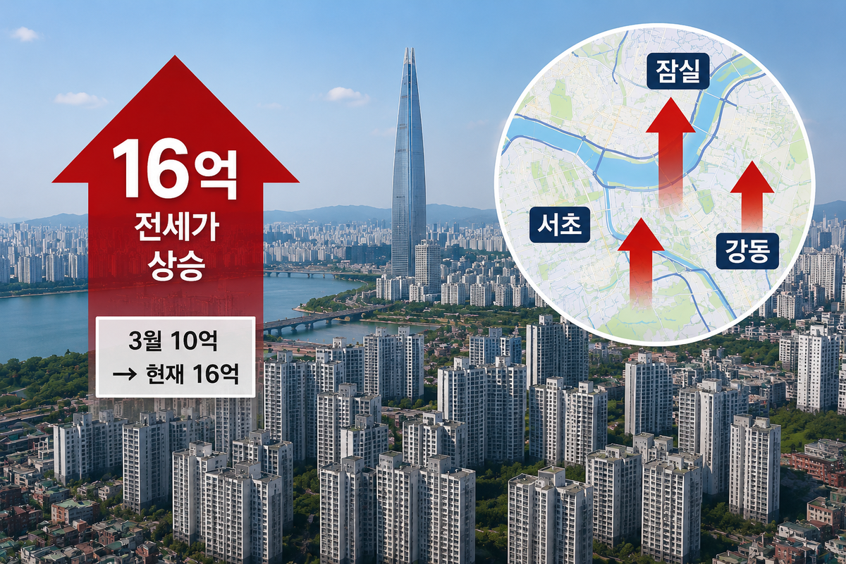 10억 깨졌던 잠실 전세 16억으로… 강남 다시 들썩