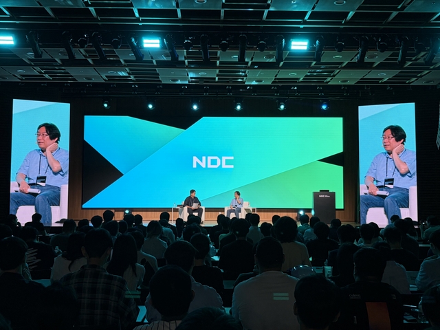 박용현 넥슨게임즈 대표가 16일 판교 경기창조혁신센터에서 열린 ‘NDC26’ 대담 세션에서 발언하고 있다. 넥슨게임즈 제공