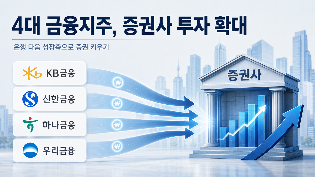 '9000피' 타고 증권사 키운다...4대 금융 비은행 전쟁 본격화 - 뉴스 썸네일 이미지
