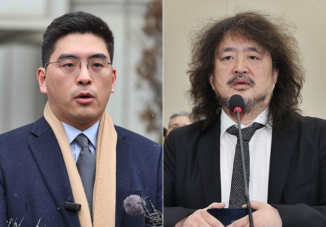 왼쪽부터 이른바 ‘검언유착 사건’ 관련 허위사실유포 법정공방을 벌였던 이동재 전 채널A 기자와 김어준 딴지일보 총수. [연합뉴스 사진 갈무리]