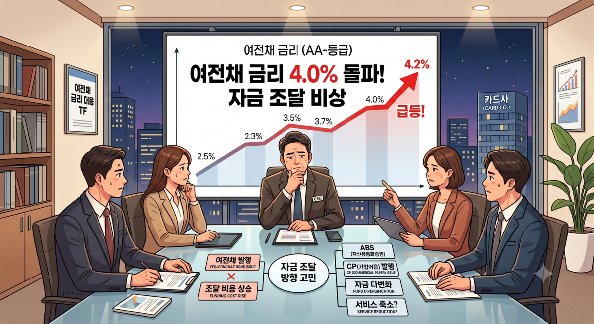 여전채 금리 4% 돌파...수신 막힌 카드사 자금 조달 '하루 살이' 신세 - 뉴스 썸네일 이미지