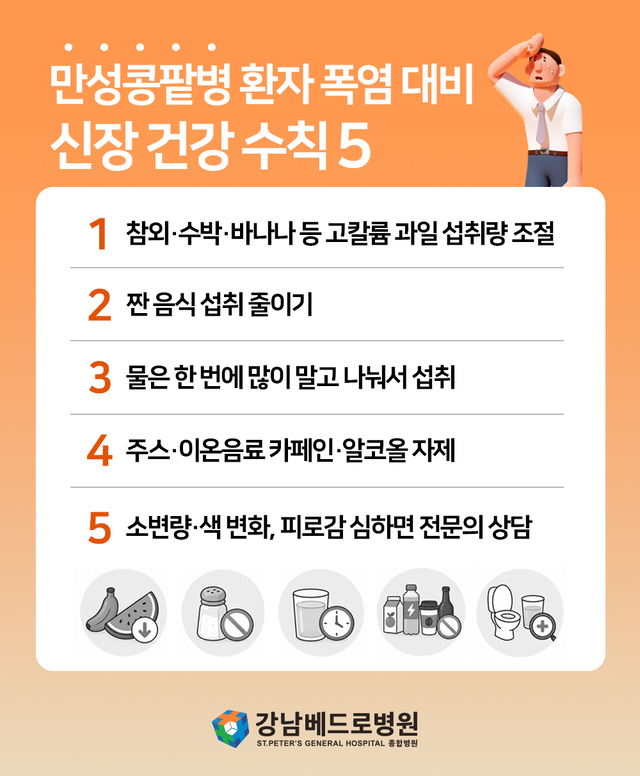 만성콩팥병 환자 폭염 대비 건강수칙. 강남베드로병원 제공