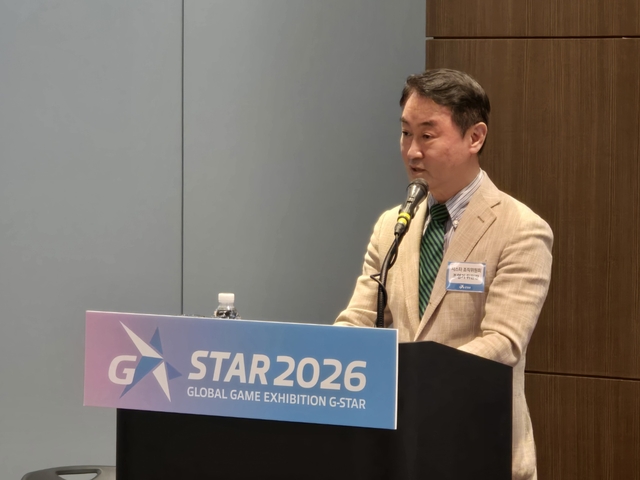 조영기 한국게임산업협회장 겸 지스타 조직위원장이 13일 서울 삼성동 코엑스에서 열린 지스타 2026 기자 간담회에서 발언하고 있다. 연합뉴스
