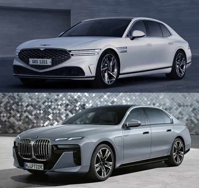 제네시스 G90(위)와 BMW 7시리즈. 각 사 홈페이지