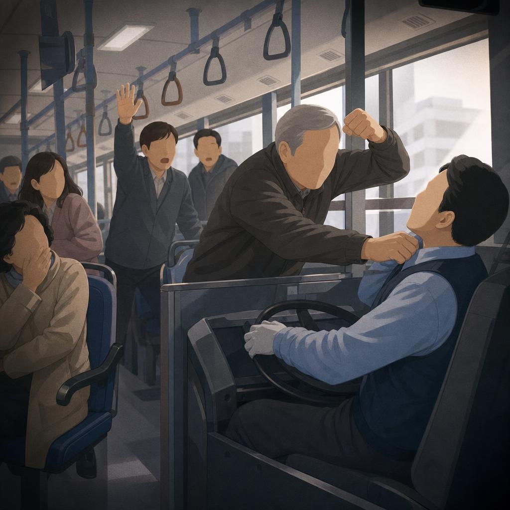 “앉아달라” 말 한마디에… 버스기사 10분간 맹폭한 만취 승객
