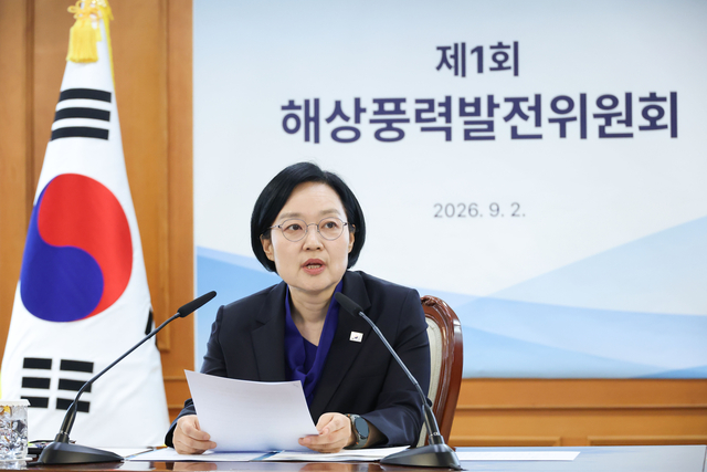 한성숙 국무총리가 2일 서울 종로구 정부서울청사에서 열린 해상풍력발전위원회 1차 회의에서 발언하고 있다. [연합뉴스]