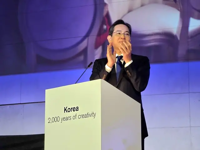 이재용 삼성전자 회장이 지난달 30일(현지시간) 영국박물관에서 열린 KH컬렉션 순회전 갈라 디너에서 환영사를 하고 있다. 삼성전자 제공